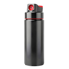 Large spray can with black spray bottle and red button pepper spray for self defense isolated on transparent background