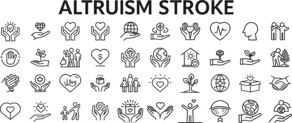 Altruism and Charity Line Icons Set – Editable Stroke Outline Collection