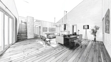 Obraz premium house architecture sketch 3d illustration