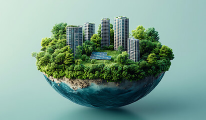 Sustainable Cityscape On Earth Globe Showcasing Green Energy And Environmental Harmony