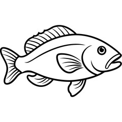 Elegant Grouper in One-Line Vector Art