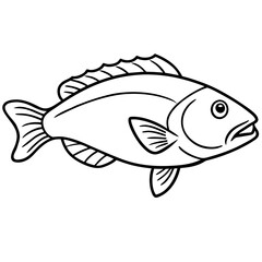 Elegant Grouper in One-Line Vector Art