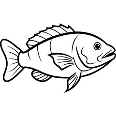 Elegant Grouper in One-Line Vector Art