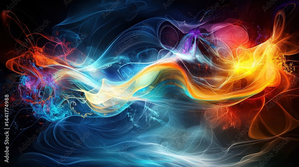 Aufkleber dynamic freeform music visualization abstract studio digital art colorful waves artistic perspective
