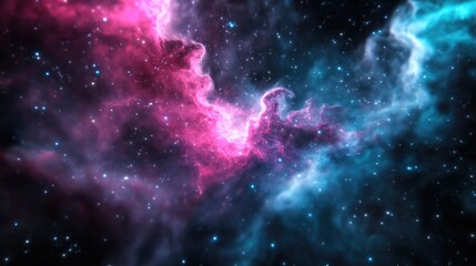Fototapeta premium Cosmic nebulae display vibrant hues of pink and blue against a starlit backdrop