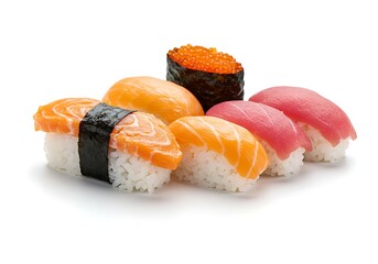 Assorted Sushi Nigiri and Gunkan Maki with Salmon, Tuna, and Iku