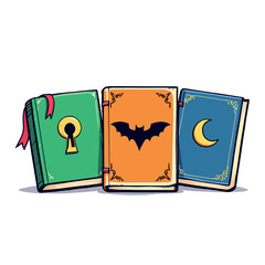 Vsai colorful grimoires evoking fantasy, magic, and mystery, perfect for halloween or fantasy themed projects