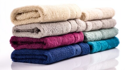 Rolled towels isolated on white background