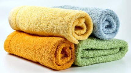 Rolled towels isolated on white background