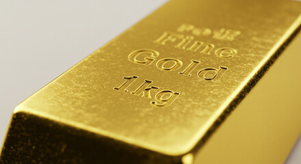 gold bar and text on it surface "fine gold 1kg"