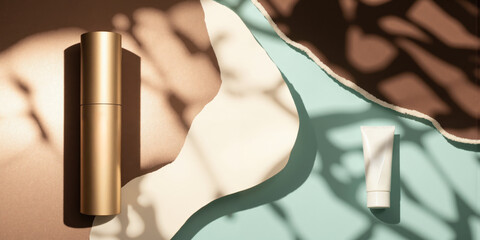 A minimalist abstract background in mocha, musse, with hints of cool teal and soft cream evokes a serene, luxurious mood.