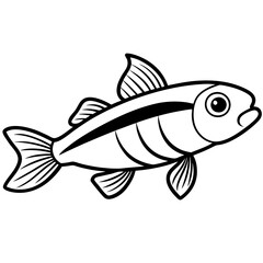 Elegant Lanternfish Vector Line Drawing
