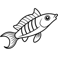 Elegant Lanternfish Vector Line Drawing