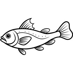 Elegant Lanternfish Vector Line Drawing