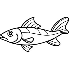 Elegant Lanternfish Vector Line Drawing
