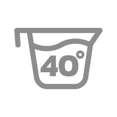 Wash at 40 degrees vector icon. Washing forty degrees label.
