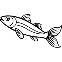 Elegant Lanternfish Vector Line Drawing