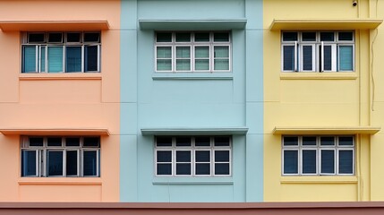 Pastel facade with clean lines, a blend of simplicity and charm in modern architecture