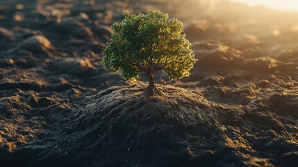 Green tree on earth for ecology friendly concept and World environment and sustainable development concept
