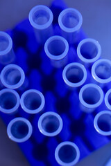 Looking down on biomedical test tubes