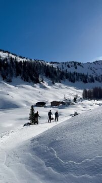 Skitouring through snowy moutains in Kitzb&uuml;hel