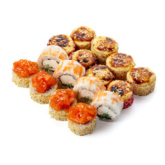 sushi set with baked rolls