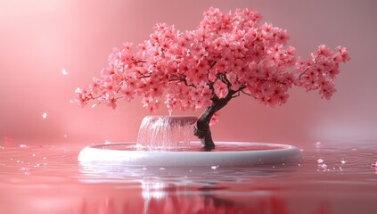 Pink Cherry Blossom Bonsai Waterfall.