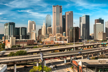 Fototapeta premium Dallas Texas downtown urban skyline and freeway