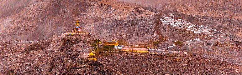 laddakh monastery surrounded by dry brown hills