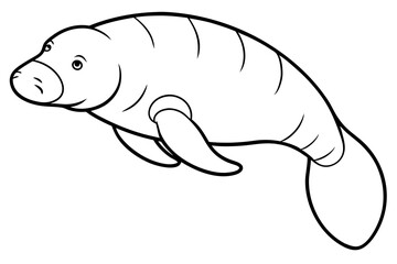 Elegant Manatee Line Art