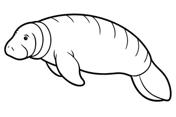 Elegant Manatee Line Art