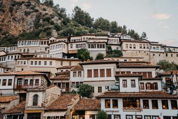 Obraz premium Architecture of Berat, Albania: UNESCO World Heritage Hillside Houses