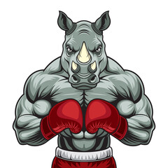 rhino boxing mascot vector illustration design