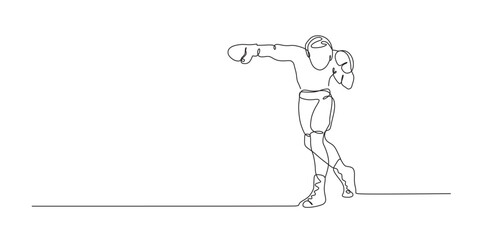 continuous single line art of boxing. Vectors illustration
