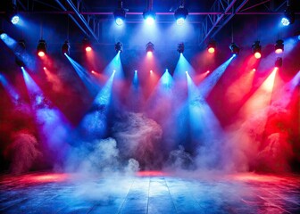 Dramatic Stage Lighting Fog Night Photography, Epic Night Scene,  Moody Stage Lighting, Atmospheric Fog, Dark Stage Backdrop