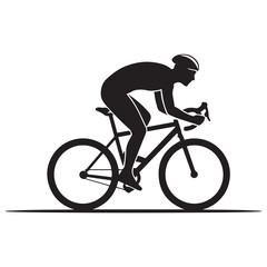 Fototapeta premium Cyclist Black Vector Black silhouettes, Simple Design Icon with White Background