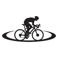 Obraz premium Cyclist Black Vector Black silhouettes, Simple Design Icon with White Background