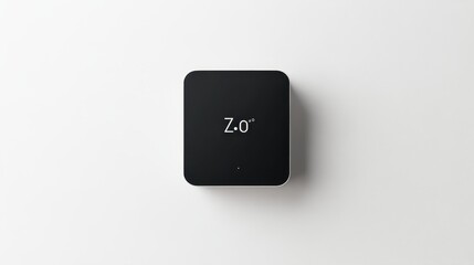 Modern, square digital temperature display device.