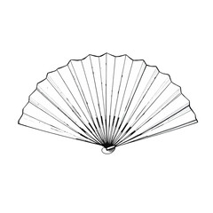 Hand Drawn Black and White Folding Fan Illustration