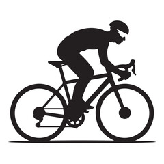 Cyclist Black Vector Black silhouettes, Simple Design Icon with White Background