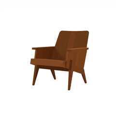 Modern Wooden Armchair Design Illustration