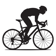 Cyclist Black Vector Black silhouettes, Simple Design Icon with White Background