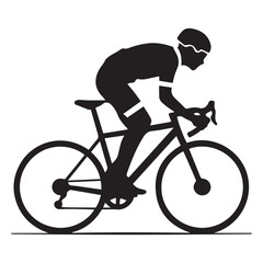 Fototapeta premium Cyclist Black Vector Black silhouettes, Simple Design Icon with White Background
