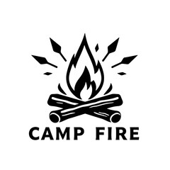 Campfire Logo Design Black and White