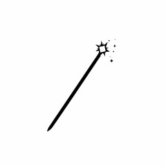 Simple Black Magic Wand Icon on White Background