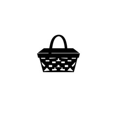 Simple Black and White Picnic Basket Icon