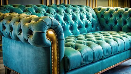 Obraz premium Elegant Button Tufted Upholstery, Textured Fabric, Luxury Furniture, Home Decor, Interior Design