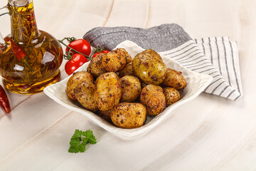 Baked mini potato with herbs