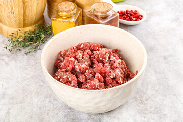 Raw beef minced meat for cooking