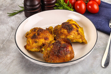 Roasted chicken thighs  with spices